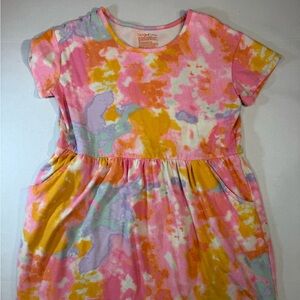 Cat & Jack Girls Pink and Orange Tie-Dye Dress with pockets Large Size 10/12